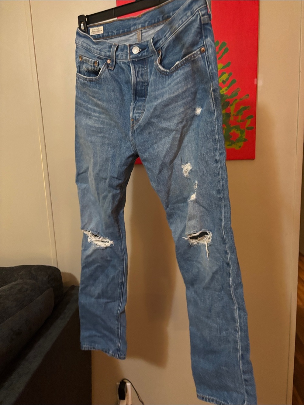 Levi's Light Blue Slim Straight Ripped Jeans